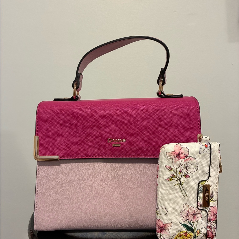 Dune London Two-Tone Top Handle Satchel in Hot Pink & Light Pink